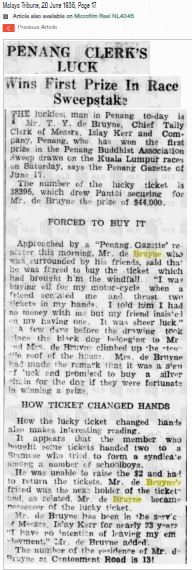 Malay Tribune article 1935